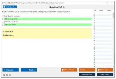 SAP C_S4CS_2208 SAP Certified Application AssociateSAP S/4HANA Cloud (public)Sales Implementation Practice test exam simulator test engine exam Prep practice test questions answers Image 5