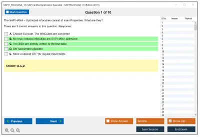SAP E_BW4HANA_13 SAP Certified Application Specialist - SAP BW/4HANA 1.0 (Edition 2017) Practice test exam simulator test engine exam Prep practice test questions answers Image 1