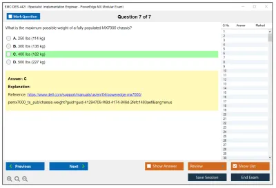 EMC DES-4421 Specialist - Implementation Engineer, PowerEdge MX Modular Practice test exam simulator test engine exam Prep practice test questions answers Image 7
