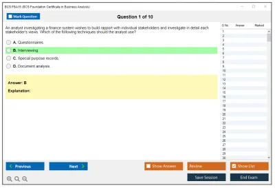 BCS FBA15 BCS Foundation Certificate in Business Analysis Practice test exam simulator test engine exam Prep practice test questions answers Image 1