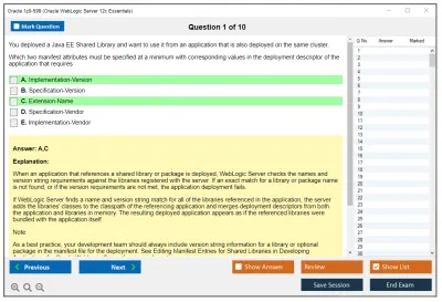Oracle 1z0-599 Oracle WebLogic Server 12c Essentials Practice test exam simulator test engine exam Prep practice test questions answers Image 1