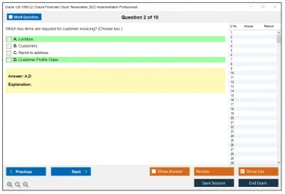 Oracle 1z0-1056-22 Oracle Financials Cloud: Receivables 2022 Implementation Professional Practice test exam simulator test engine exam Prep practice test questions answers Image 2