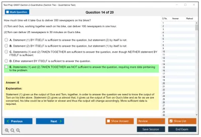 Test Prep GMAT-Section-2-Quantitative Section Two : Quantitative Test Practice test exam simulator test engine exam Prep practice test questions answers Image 14