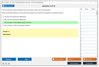 SAP C_BYD01_1811 SAP Certified Application Associate - SAP Business ByDesign Practice test exam simulator test engine exam Prep practice test questions answers Image 9