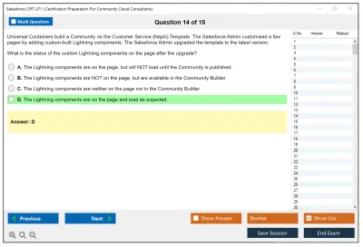 Salesforce CRT-271 Salesforce Certification Preparation For Community Cloud Consultants Practice test exam simulator test engine exam Prep practice test questions answers Image 14