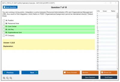 SAP C_THR12_67 SAP Certified Application Associate - SAP HCM with ERP 6.0 EHP7 Practice test exam simulator test engine exam Prep practice test questions answers Image 7