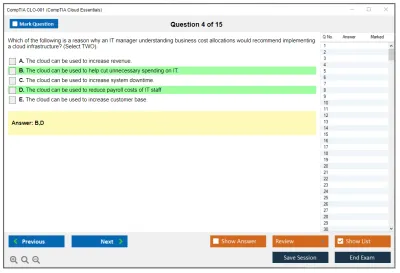 CompTIA CLO-001 CompTIA Cloud Essentials Practice test exam simulator test engine exam Prep practice test questions answers Image 4