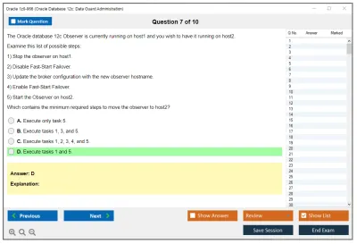 Oracle 1z0-066 Oracle Database 12c: Data Guard Administration Practice test exam simulator test engine exam Prep practice test questions answers Image 7
