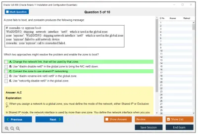 Oracle 1z0-580 Oracle Solaris 11 Installation and Configuration Essentials Practice test exam simulator test engine exam Prep practice test questions answers Image 5