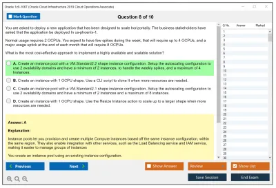 Oracle 1z0-1067 Oracle Cloud Infrastructure 2019 Cloud Operations Associate Practice test exam simulator test engine exam Prep practice test questions answers Image 8