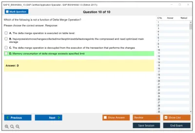 SAP E_BW4HANA_13 SAP Certified Application Specialist - SAP BW/4HANA 1.0 (Edition 2017) Practice test exam simulator test engine exam Prep practice test questions answers Image 10