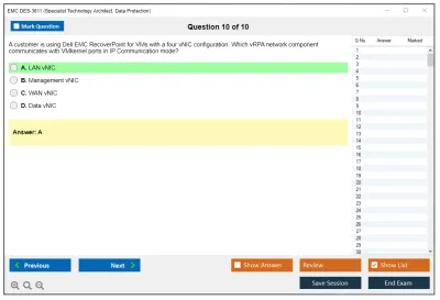 EMC DES-3611 Specialist Technology Architect, Data Protection Practice test exam simulator test engine exam Prep practice test questions answers Image 10