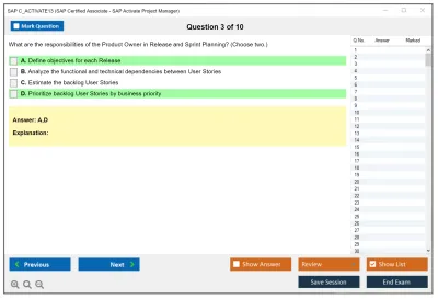 SAP C_ACTIVATE13 SAP Certified Associate - SAP Activate Project Manager Practice test exam simulator test engine exam Prep practice test questions answers Image 3