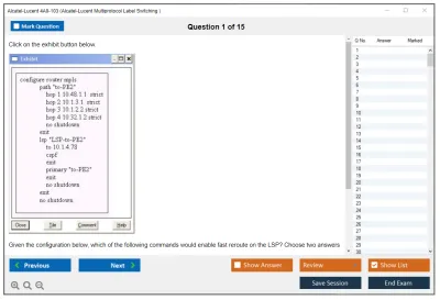 Alcatel-Lucent 4A0-103 Alcatel-Lucent Multi Protocol Label Switching Practice test exam simulator test engine exam Prep practice test questions answers Image 1