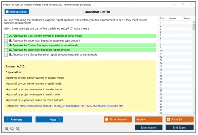 Oracle 1z0-1055-21 Oracle Financials Cloud: Payables 2021 Implementation Essentials Practice test exam simulator test engine exam Prep practice test questions answers Image 2