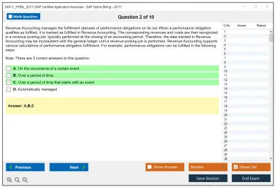 SAP C_HYBIL_2017 SAP Certified Application Associate - SAP Hybris Billing - 2017 Practice test exam simulator test engine exam Prep practice test questions answers Image 2