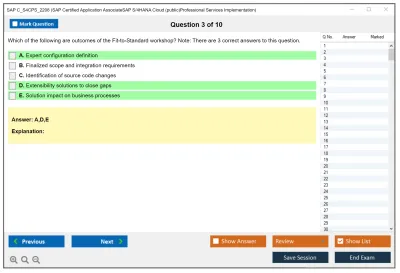 SAP C_S4CPS_2208 SAP Certified Application AssociateSAP S/4HANA Cloud (public)Professional Services Implementation Practice test exam simulator test engine exam Prep practice test questions answers Image 3