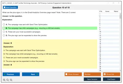 SAP C_C4H225_12 SAP Certified Associate - Implementation Consultant - SAP Emarsys Customer Engagement Practice test exam simulator test engine exam Prep practice test questions answers Image 10