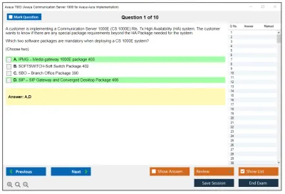Avaya 7003 Avaya Communication Server 1000 for Avaya Aura Implementation Practice test exam simulator test engine exam Prep practice test questions answers Image 1