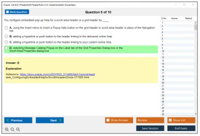 Oracle 1z0-632 PeopleSoft PeopleTools 8.5x Implementation Essentials Practice test exam simulator test engine exam Prep practice test questions answers Image 6