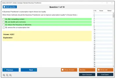 Adobe AD0-E307 Adobe Campaign Standard Business Practitioner Practice test exam simulator test engine exam Prep practice test questions answers Image 1