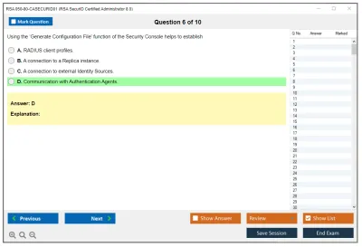 RSA 050-80-CASECURID01 RSA SecurID Certified Administrator 8.0 Exam Practice test exam simulator test engine exam Prep practice test questions answers Image 6