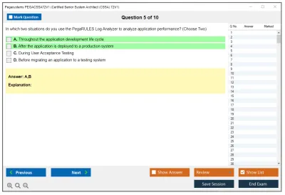 Pegasystems PEGACSSA72V1 Certified Senior System Architect (CSSA) 72V1 Practice test exam simulator test engine exam Prep practice test questions answers Image 5