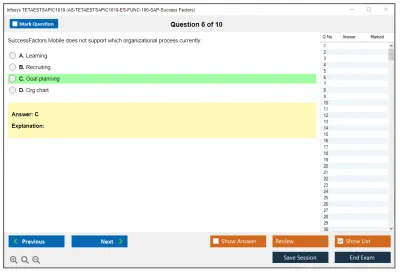 Infosys TETAESTSAPIC1019 AS-TETAESTSAPIC1019-ES-FUNC-100-SAP-Success Factors Practice test exam simulator test engine exam Prep practice test questions answers Image 6