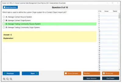 Oracle 1z0-1063-21 Oracle Customer Data Management Cloud Service 2021 Implementation Essentials Practice test exam simulator test engine exam Prep practice test questions answers Image 8