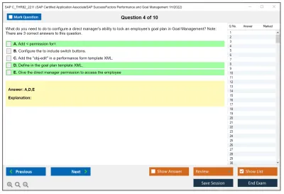 SAP C_THR82_2211 SAP Certified Application AssociateSAP SuccessFactors Performance and Goal Management 1H/2022 Practice test exam simulator test engine exam Prep practice test questions answers Image 4