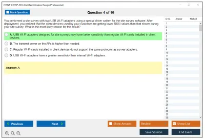 CWNP CWDP-303 Certified Wireless Design Professional Practice test exam simulator test engine exam Prep practice test questions answers Image 4