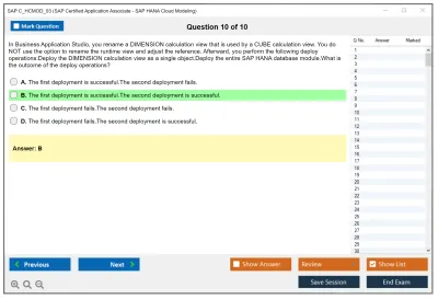 SAP C_HCMOD_03 SAP Certified Application Associate - SAP HANA Cloud Modeling Practice test exam simulator test engine exam Prep practice test questions answers Image 10