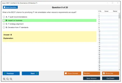 Isaca CGEIT Certified in the Governance of Enterprise IT Exam Practice test exam simulator test engine exam Prep practice test questions answers Image 8