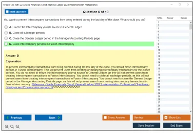 Oracle 1z0-1054-22 Oracle Financials Cloud: General Ledger 2022 Implementation Essentials Practice test exam simulator test engine exam Prep practice test questions answers Image 6