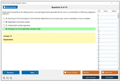 NACVA CVA Certified Valuation Analyst Practice test exam simulator test engine exam Prep practice test questions answers Image 8