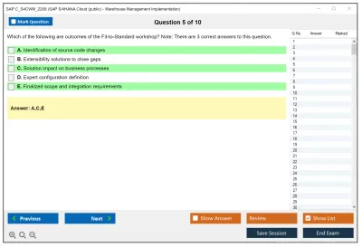 SAP C_S4CWM_2208 SAP S/4HANA Cloud (public) - Warehouse Management Implementation Practice test exam simulator test engine exam Prep practice test questions answers Image 5