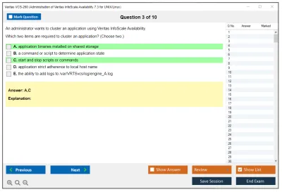 Veritas VCS-260 Administration of Veritas InfoScale Availability 7.3 for UNIX/Linux Practice test exam simulator test engine exam Prep practice test questions answers Image 3