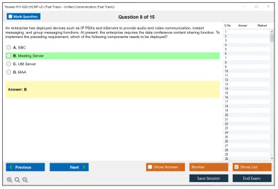 Huawei H11-828 HCNP-UC (Fast Track) - Unified Communication (Fast Track) Practice test exam simulator test engine exam Prep practice test questions answers Image 8