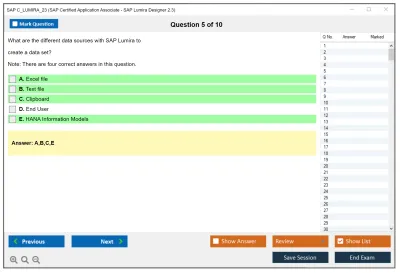 SAP C_LUMIRA_23 SAP Certified Application Associate - SAP Lumira Designer 2.3 Practice test exam simulator test engine exam Prep practice test questions answers Image 5