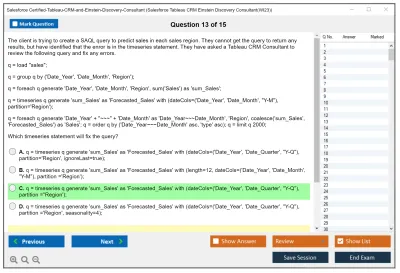 Salesforce Certified-Tableau-CRM-and-Einstein-Discovery-Consultant Salesforce Tableau CRM Einstein Discovery Consultant Practice test exam simulator test engine exam Prep practice test questions answers Image 13