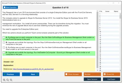 Microsoft 70-334 Core Solutions of Microsoft Skype for Business 2015 Practice test exam simulator test engine exam Prep practice test questions answers Image 5