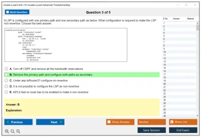 Alcatel-Lucent 4A0-110 Alcatel-Lucent Advanced Troubleshooting Practice test exam simulator test engine exam Prep practice test questions answers Image 3