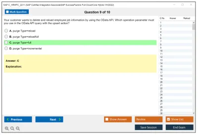 SAP C_HRHFC_2211 SAP Certified Integration AssociateSAP SuccessFactors Full Cloud/Core Hybrid 1H/2022 Practice test exam simulator test engine exam Prep practice test questions answers Image 9