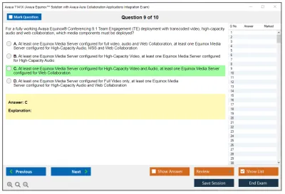 Avaya 7141X Avaya Equinox™ Solution with Avaya Aura Collaboration Applications Integration Exam Practice test exam simulator test engine exam Prep practice test questions answers Image 9