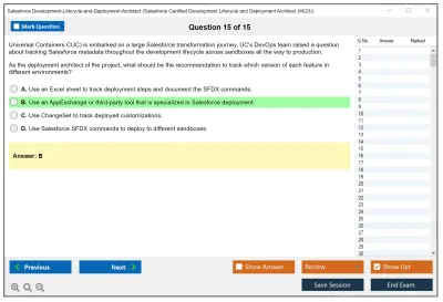 Salesforce Development-Lifecycle-and-Deployment-Architect Salesforce Certified Development Lifecycle and Deployment Architect Practice test exam simulator test engine exam Prep practice test questions answers Image 15