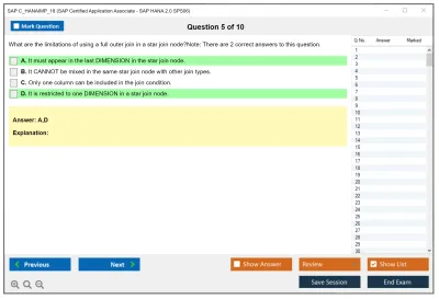 SAP C_HANAIMP_18 SAP Certified Application Associate - SAP HANA 2.0 SPS06 Practice test exam simulator test engine exam Prep practice test questions answers Image 5