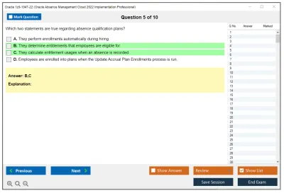 Oracle 1z0-1047-22 Oracle Absence Management Cloud 2022 Implementation Professional Practice test exam simulator test engine exam Prep practice test questions answers Image 5