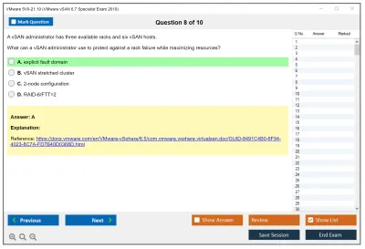 VMware 5V0-21.19 VMware vSAN 6.7 Specialist Exam 2019 Practice test exam simulator test engine exam Prep practice test questions answers Image 8
