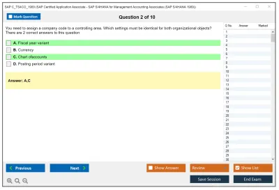 SAP C_TS4CO_1909 SAP Certified Application Associate - SAP S/4HANA for Management Accounting Associates (SAP S/4HANA 1909) Practice test exam simulator test engine exam Prep practice test questions answers Image 2