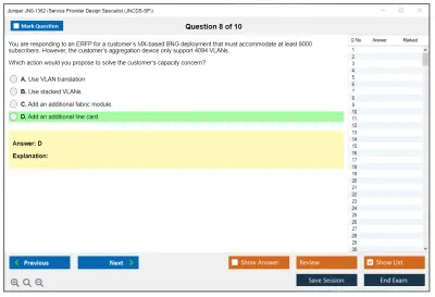 Juniper JN0-1362 Service Provider Design Specialist (JNCDS-SP) Practice test exam simulator test engine exam Prep practice test questions answers Image 8